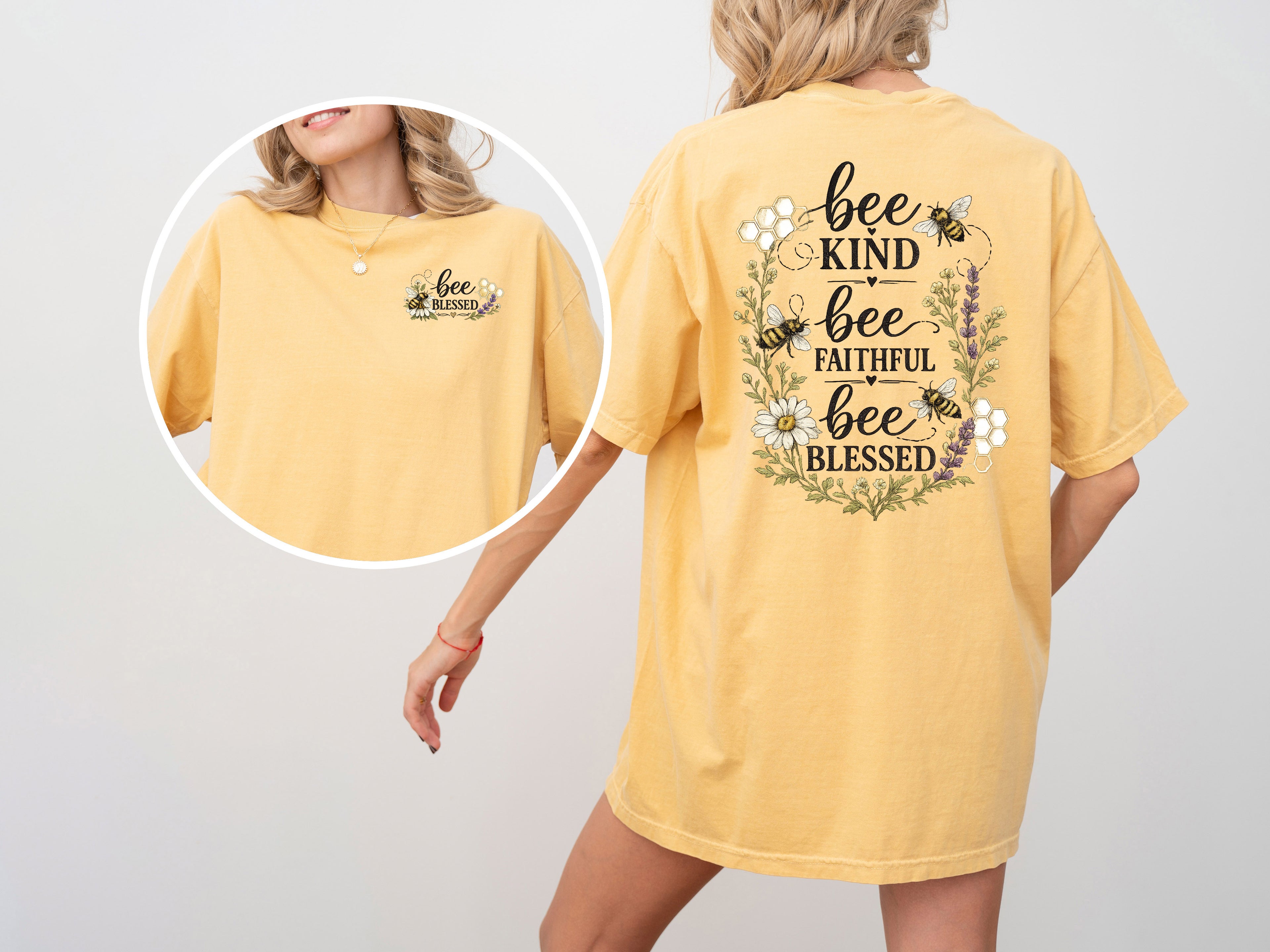 Bee Kind, Bee Faithfull, Bee Blessed, Faith, Jesus, Comfort Color Tshirt