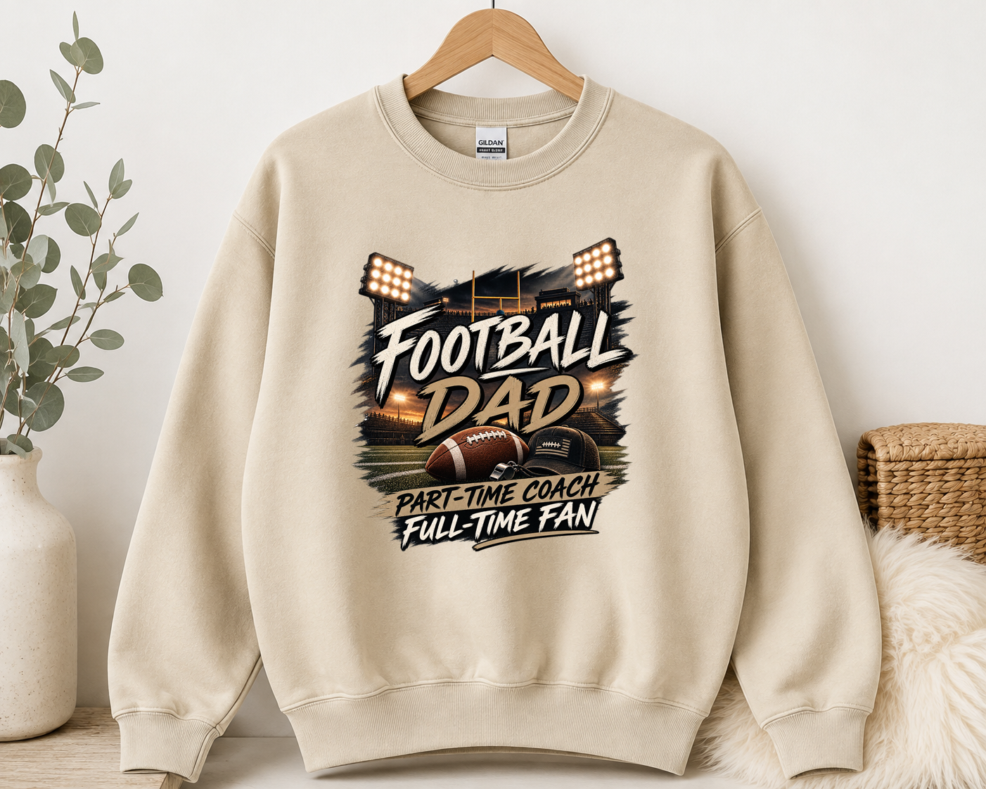 Football Dad Sweatshirt – Part-Time Coach Full-Time Fan | Football Dad Gift | Game Day Crewneck | Football Season Sweatshirt