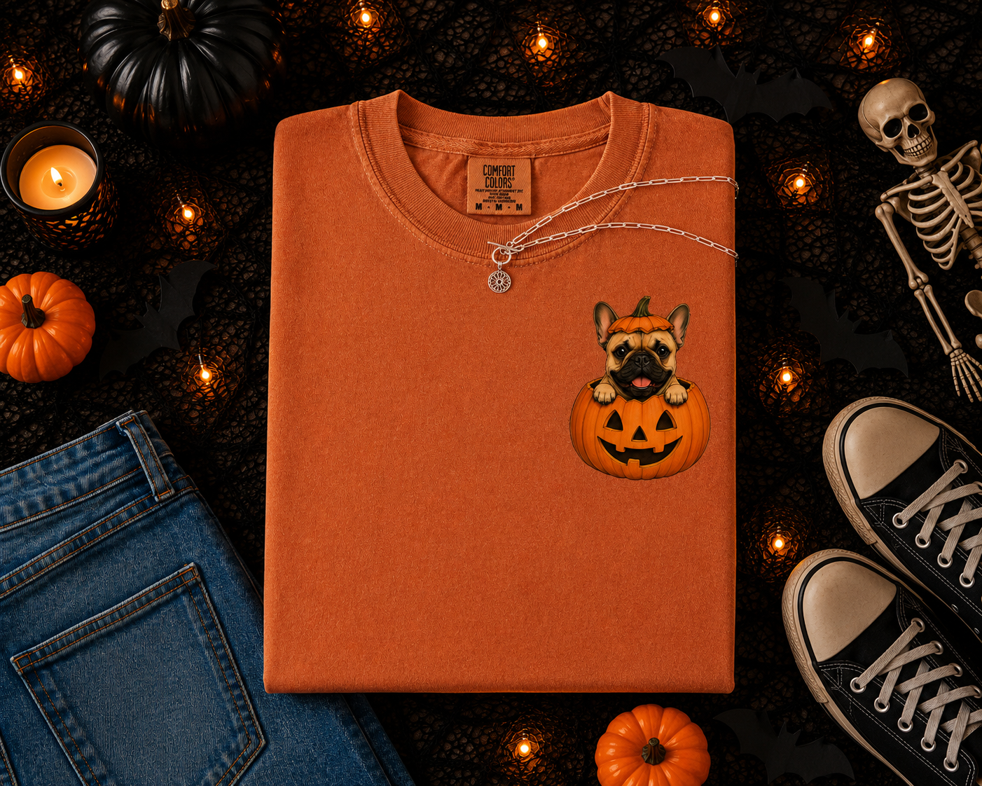 Cute Dog Breeds and Pumpkins, Halloween, Dog Moms and Dads, Comfort Colors Tshirt