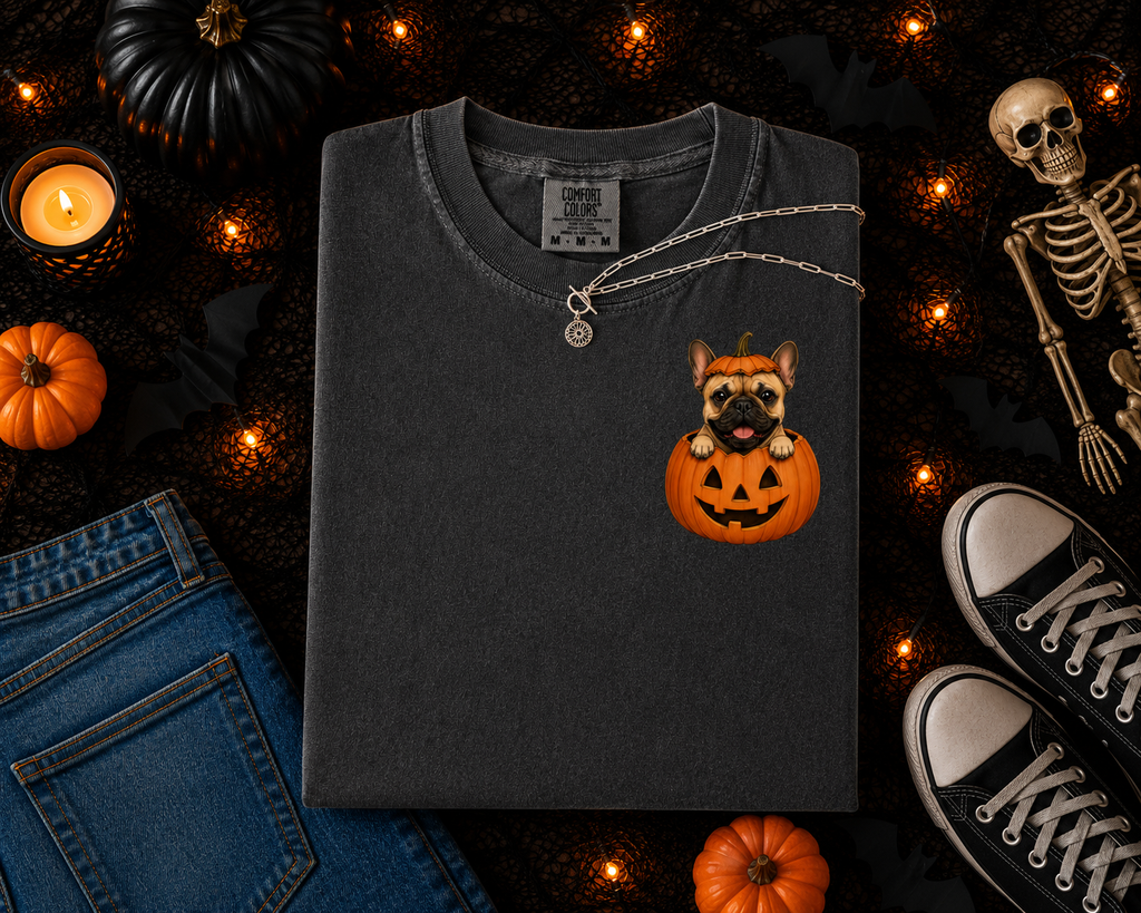 Cute Dog Breeds and Pumpkin, Halloween, Dog Moms and Dads, Comfort Colors Tshirt