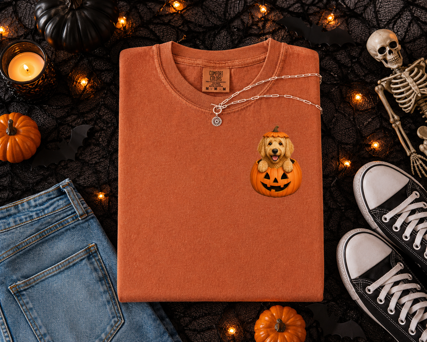 Cute Dog Breeds and Pumpkins, Halloween, Dog Moms and Dads, Comfort Colors Tshirt