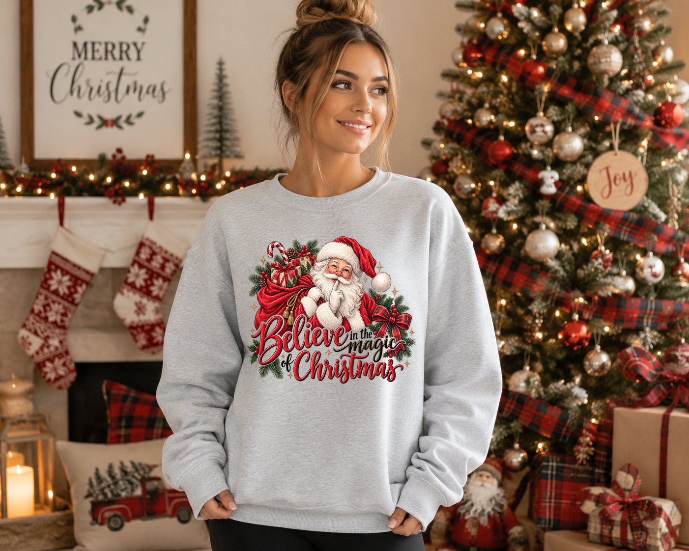 Believe in the Magic of Christmas Gildan Sweatshirt | Vintage Santa Christmas Crewneck | Festive Holiday Graphic Sweatshirt