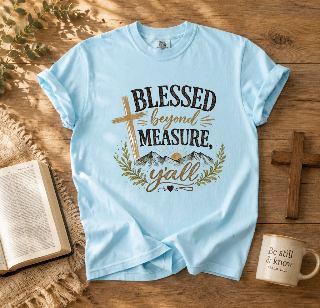 Blessed Beyond Measure Y'all, Faith, Jesus, Comfort Colors Tshirt