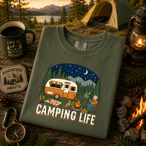Camping Life, Outside, Adventure, Memories, Comfort Colors Tshirt