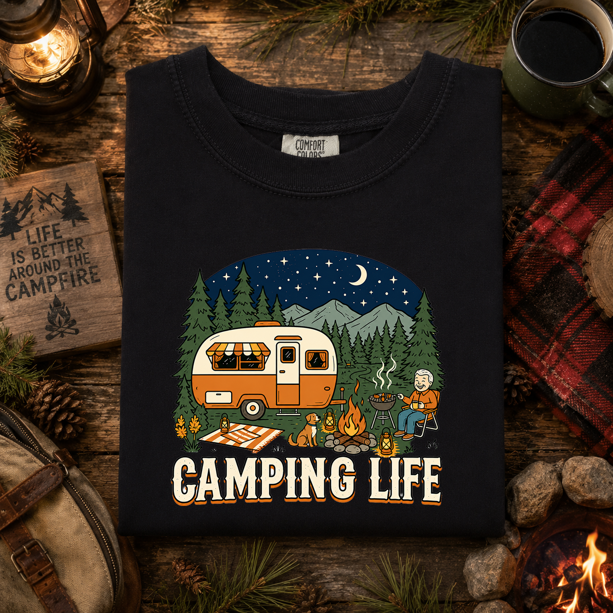 Camping Life, Outside, Adventure, Memories, Comfort Colors Tshirt