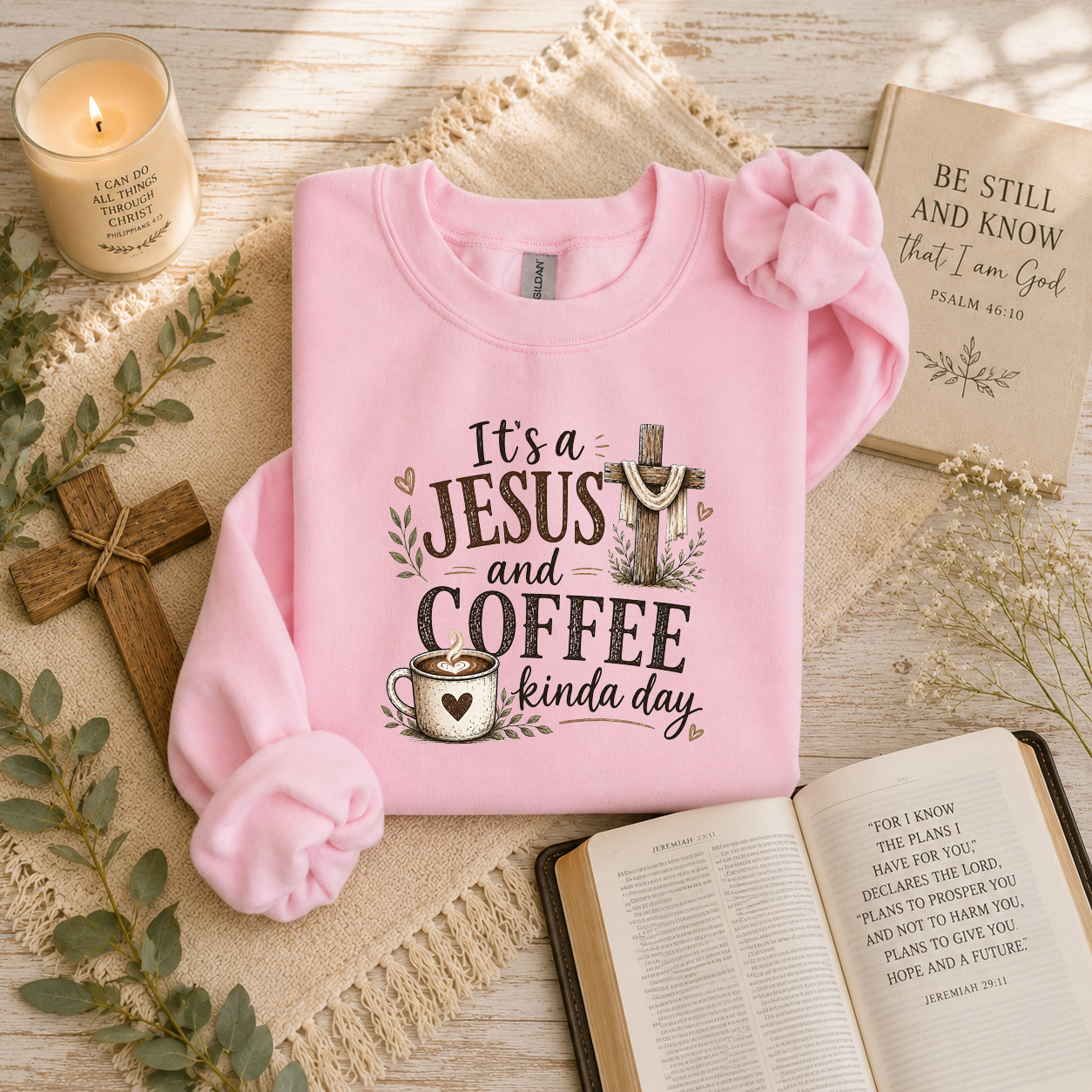Jesus and Coffee Kinda Day, Coffee, Jesus, Faith, Gildan Sweatshirt