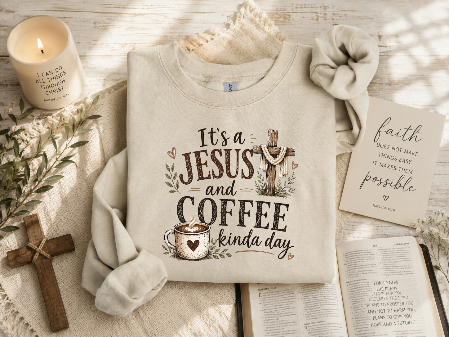 Jesus and Coffee Kinda Day, Coffee, Jesus, Faith, Gildan Sweatshirt