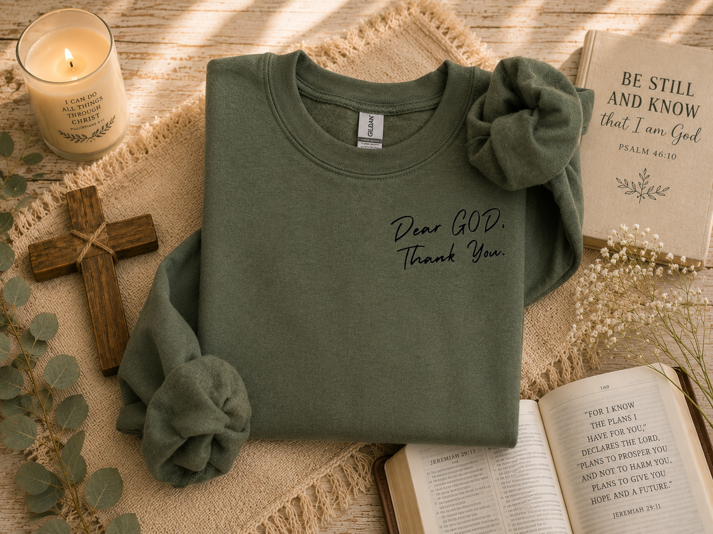 Dear God Thank You, Blessings, Thankful, Jesus, Faith, Gildan Sweatshirt