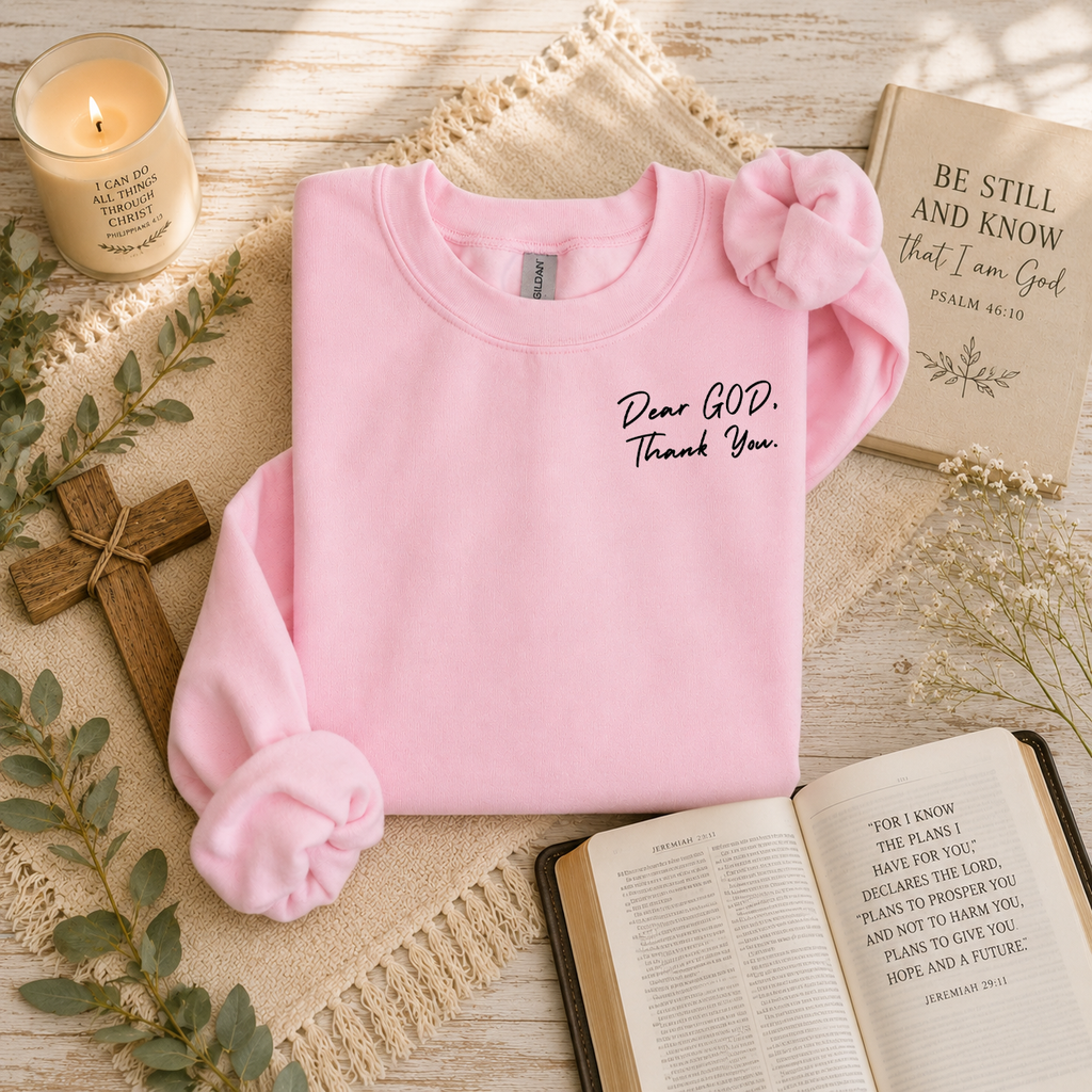 Dear God Thank You, Blessings, Thankful, Jesus, Faith, Gildan Sweatshirt
