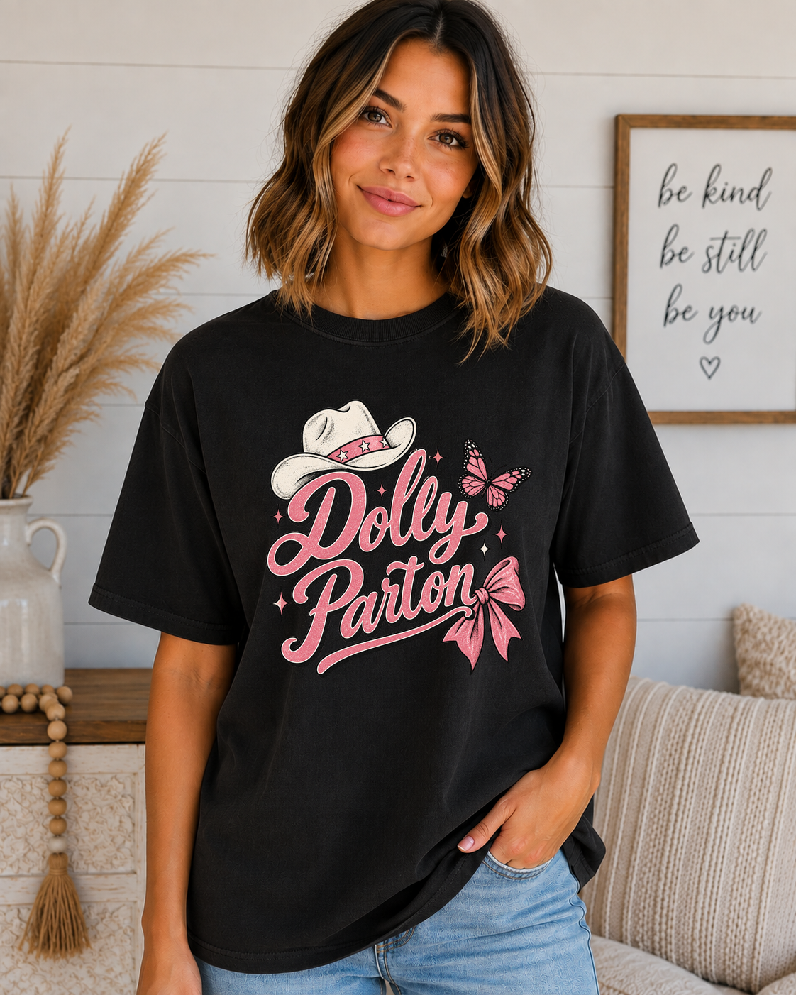 Dolly Parton Western Comfort Colors T-Shirt | Pink Cowgirl Graphic Tee | Country Music Inspired Vintage Shirt