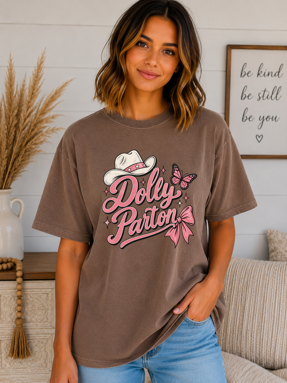 Dolly Parton Western Comfort Colors T-Shirt | Pink Cowgirl Graphic Tee | Country Music Inspired Vintage Shirt