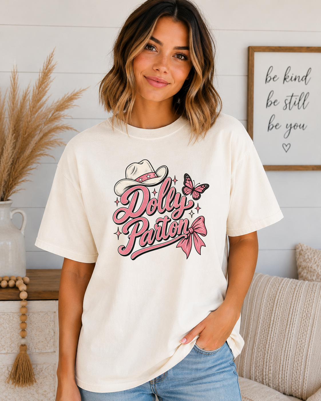Dolly Parton Western Comfort Colors T-Shirt | Pink Cowgirl Graphic Tee | Country Music Inspired Vintage Shirt