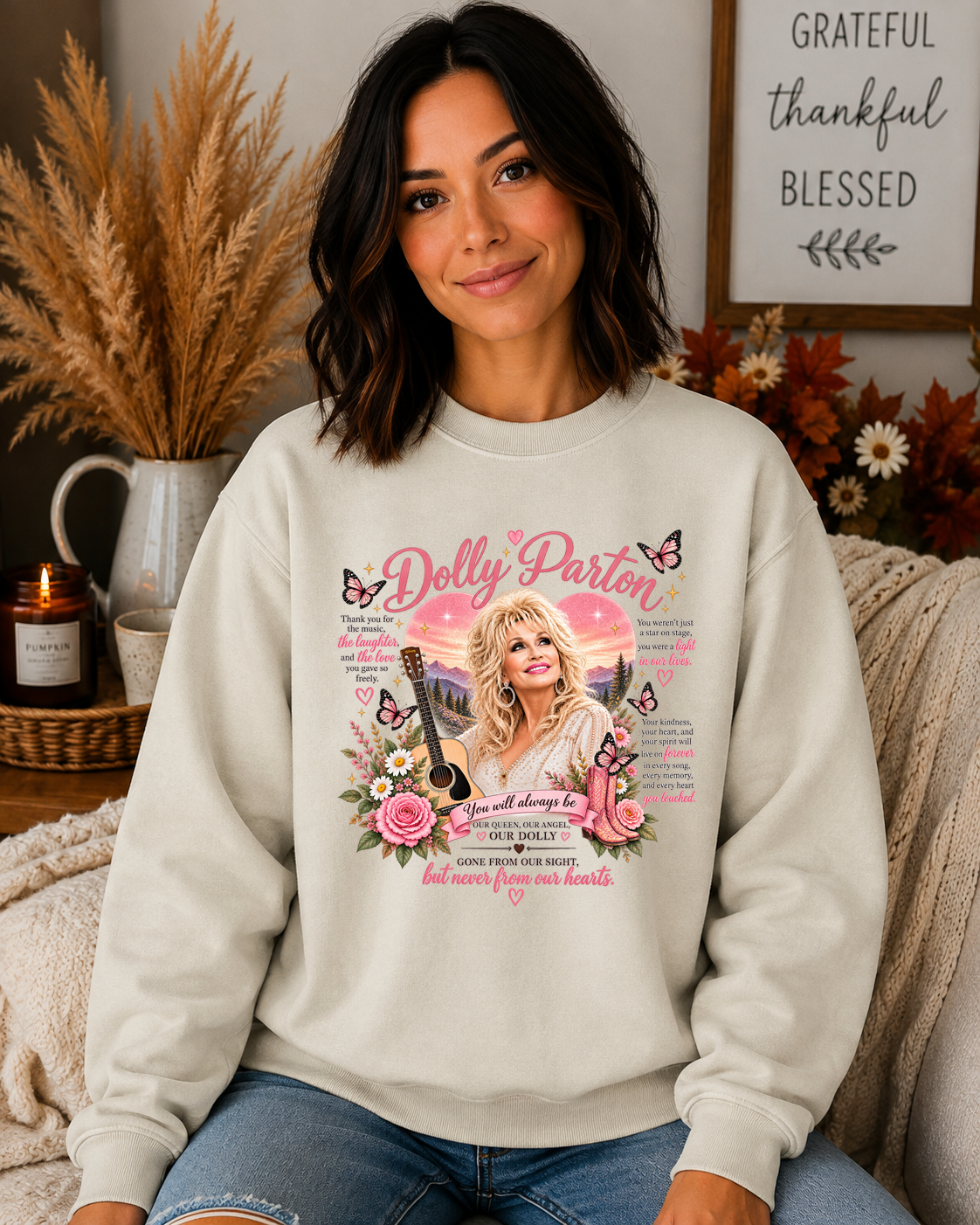 Dolly Parton Memorial Tribute Gildan Sweatshirt | Forever in Our Hearts Country Music Crewneck | Pink Dolly Tribute Sweatshirt