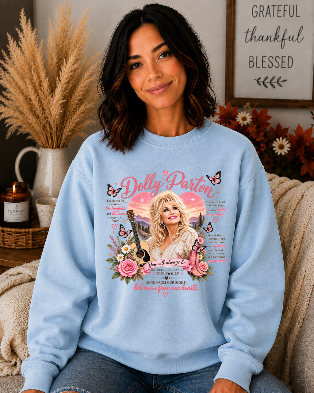 Dolly Parton Memorial Tribute Gildan Sweatshirt | Forever in Our Hearts Country Music Crewneck | Pink Dolly Tribute Sweatshirt