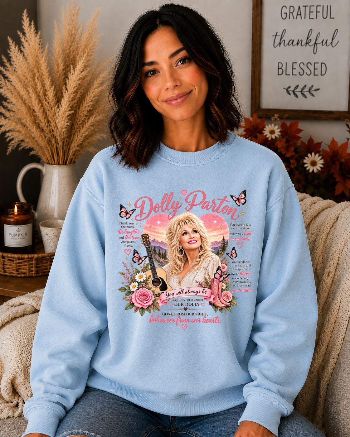 Dolly Parton Memorial Tribute Gildan Sweatshirt | Forever in Our Hearts Country Music Crewneck | Pink Dolly Tribute Sweatshirt