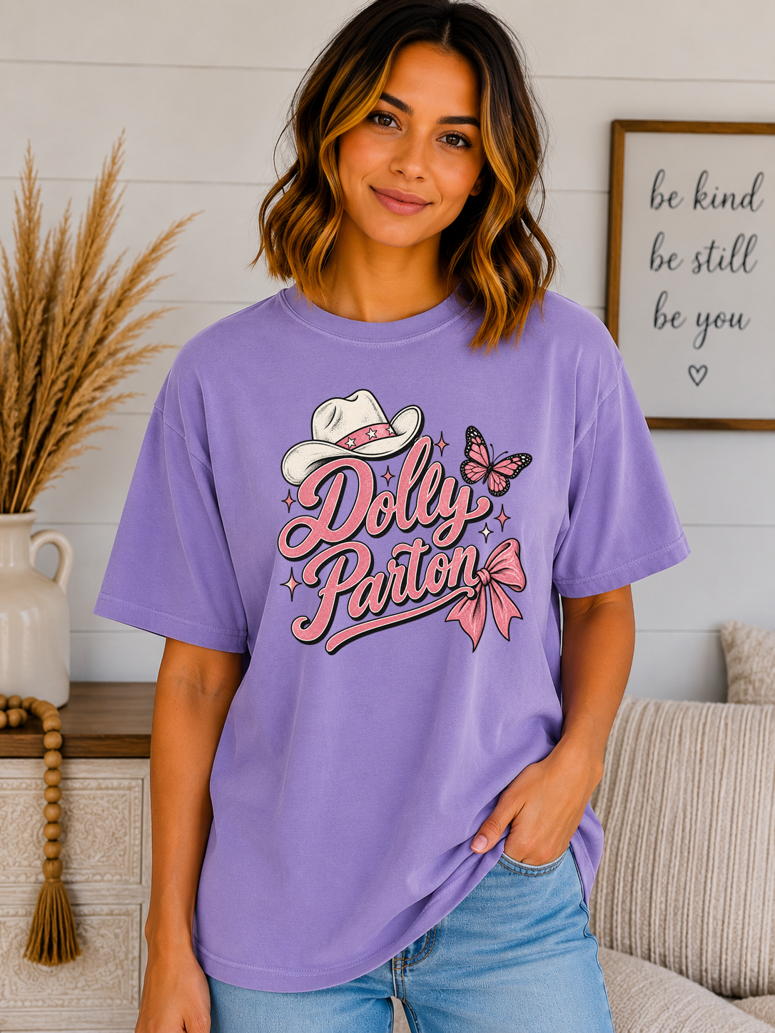 Dolly Parton Western Comfort Colors T-Shirt | Pink Cowgirl Graphic Tee | Country Music Inspired Vintage Shirt