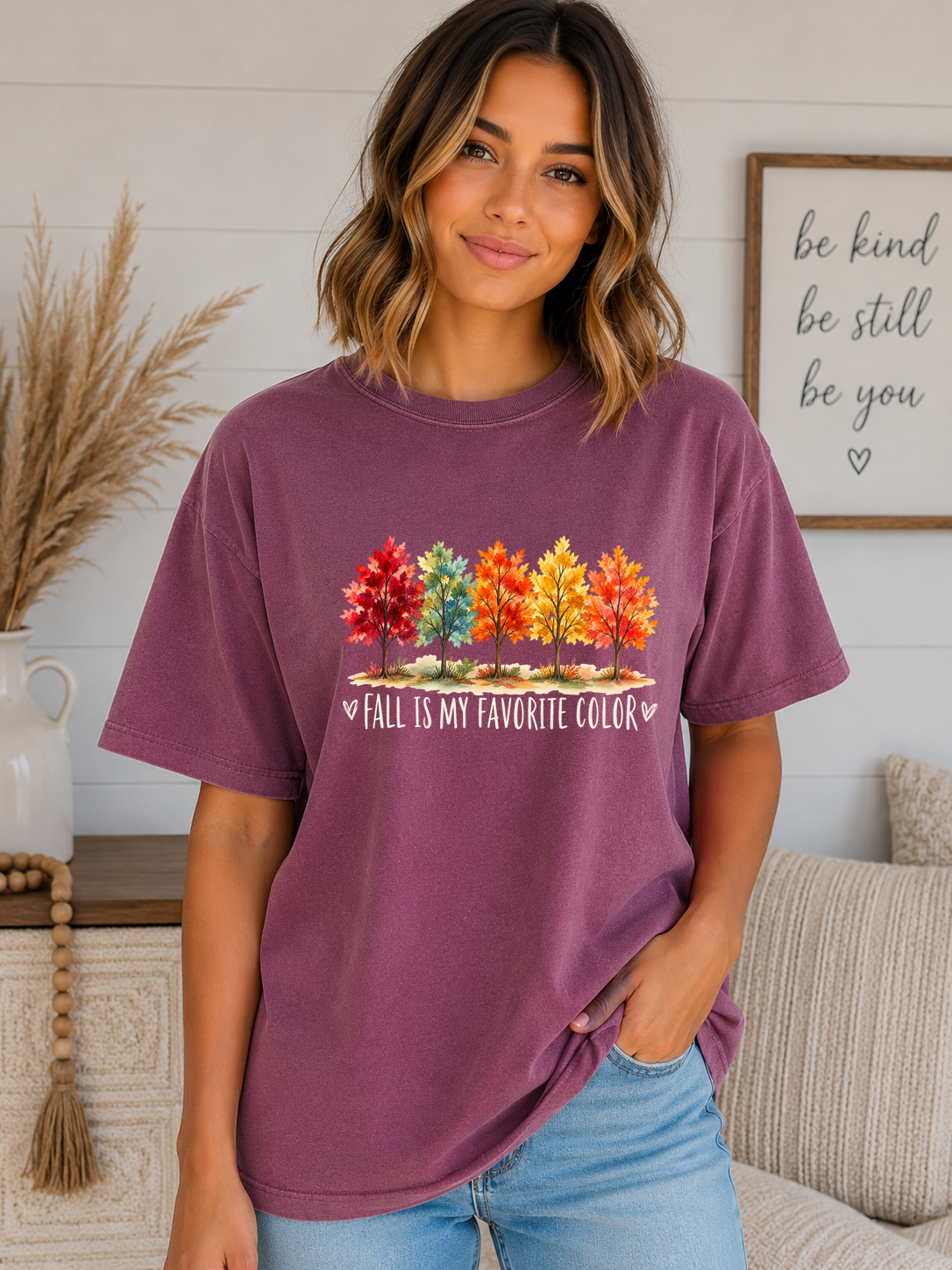 Fall Is My Favorite Color Comfort Colors T-Shirt | Cute Fall Graphic Tee for Women | Autumn Trees Shirt | Cozy Thanksgiving Fall Tee
