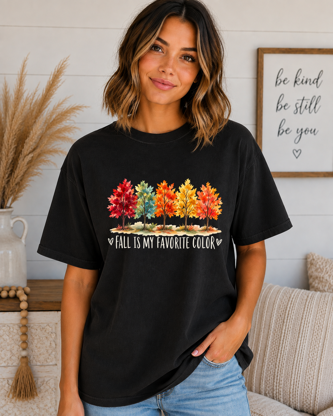 Fall Is My Favorite Color Comfort Colors T-Shirt | Cute Fall Graphic Tee for Women | Autumn Trees Shirt | Cozy Thanksgiving Fall Tee