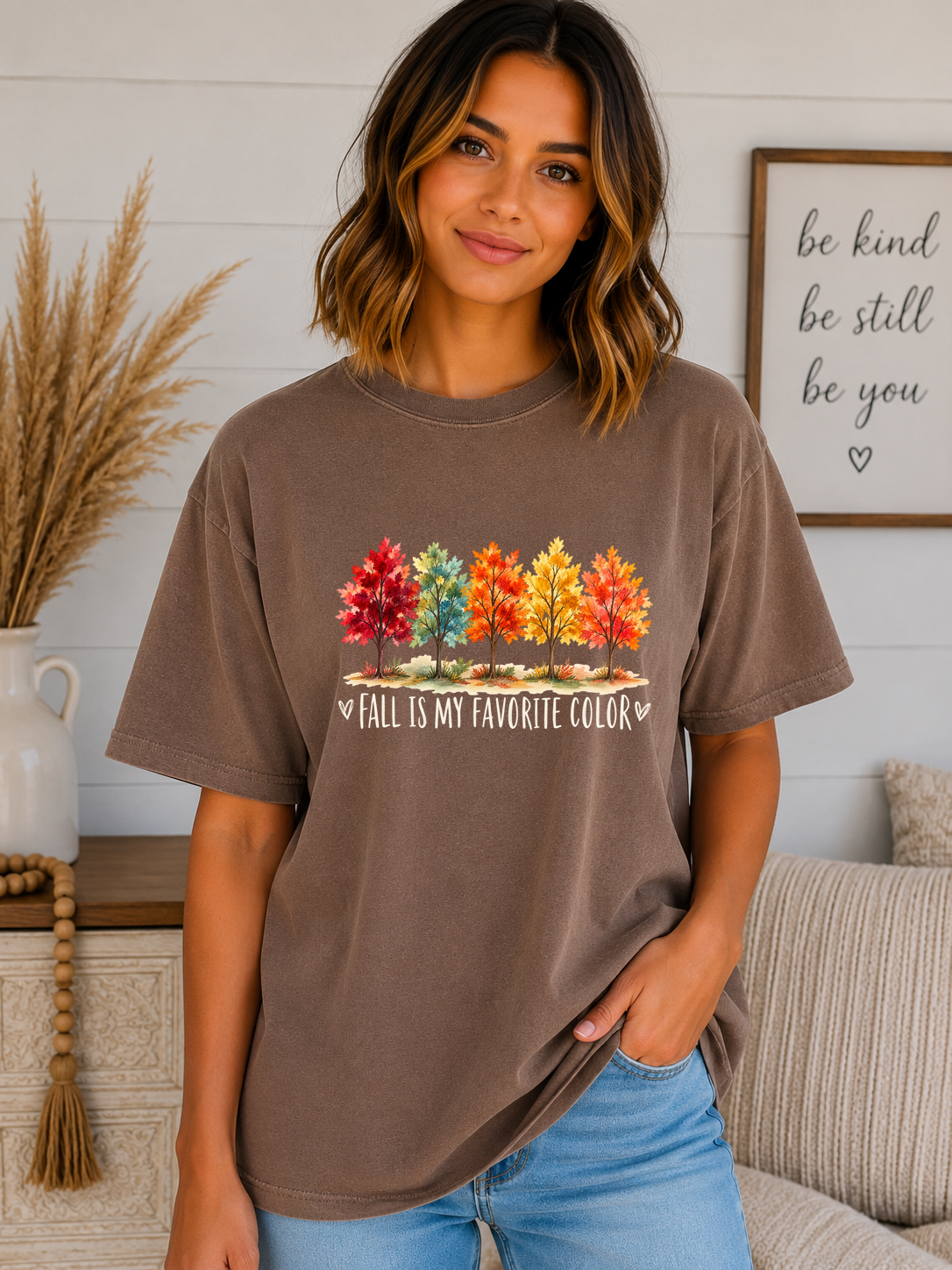 Fall Is My Favorite Color Comfort Colors T-Shirt | Cute Fall Graphic Tee for Women | Autumn Trees Shirt | Cozy Thanksgiving Fall Tee