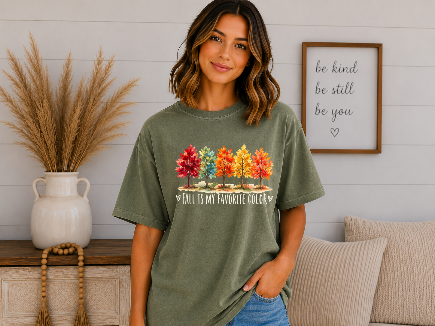 Fall Is My Favorite Color Comfort Colors T-Shirt | Cute Fall Graphic Tee for Women | Autumn Trees Shirt | Cozy Thanksgiving Fall Tee