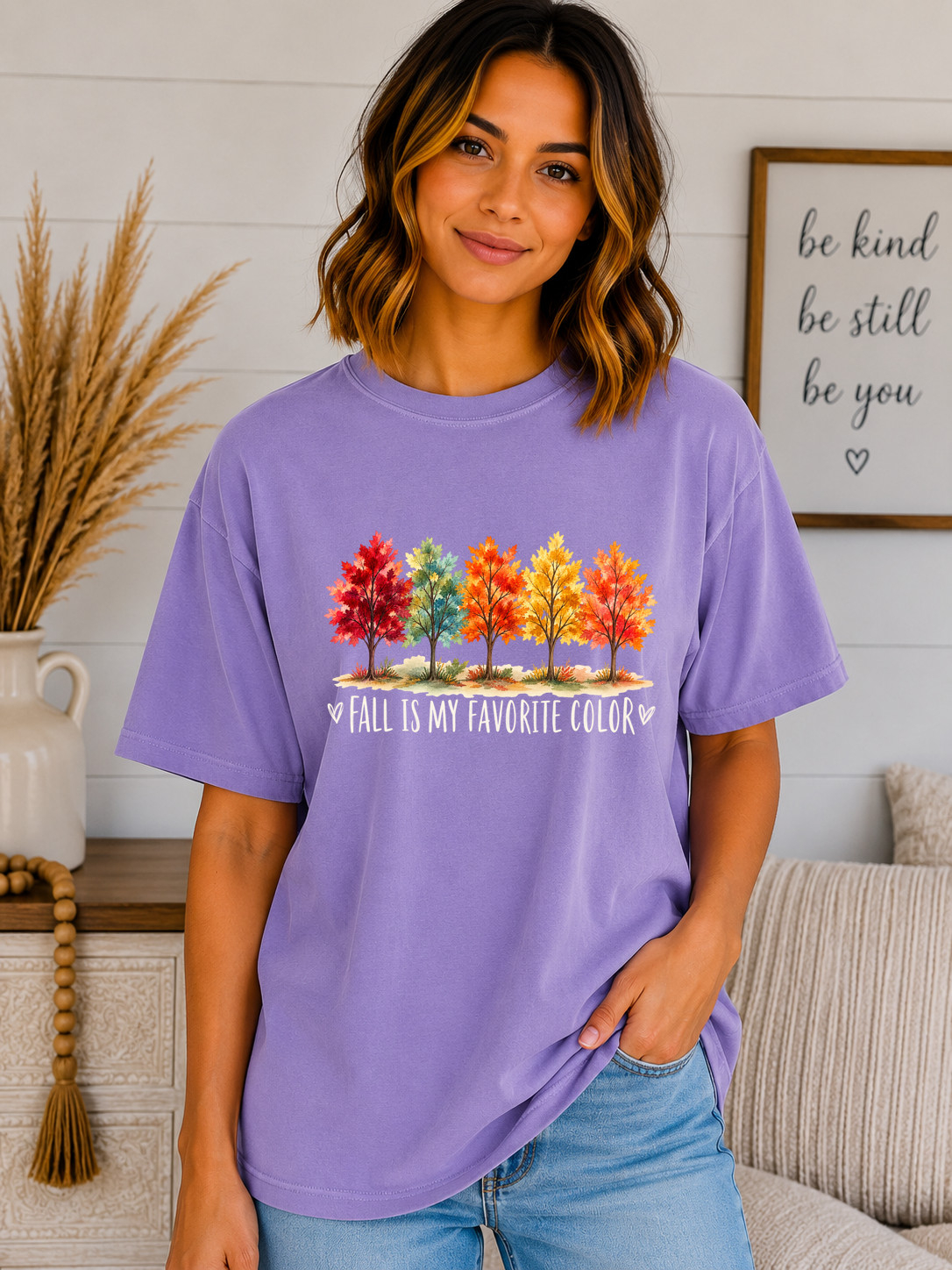 Fall Is My Favorite Color Comfort Colors T-Shirt | Cute Fall Graphic Tee for Women | Autumn Trees Shirt | Cozy Thanksgiving Fall Tee