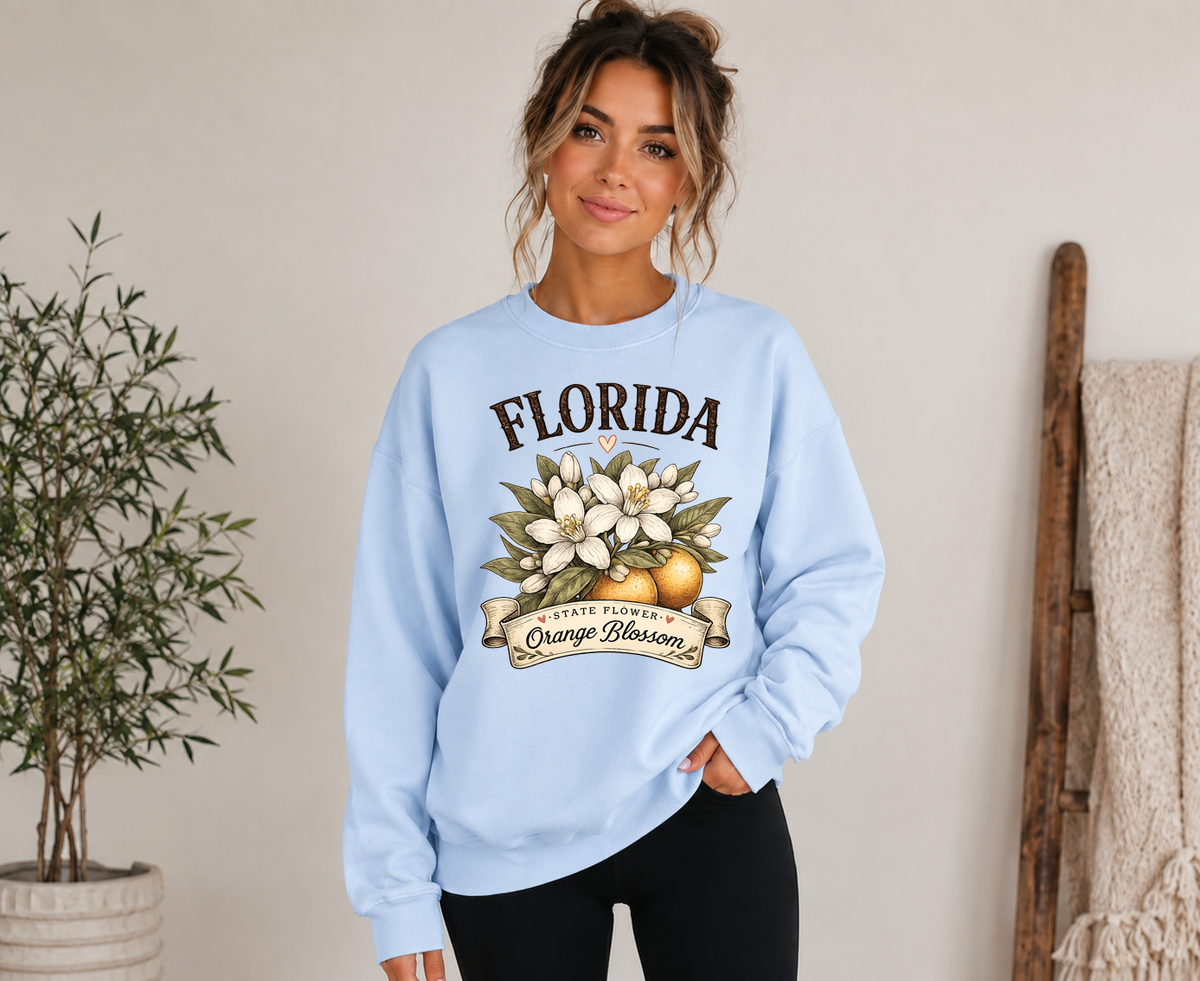 50 States State Flower Sweatshirt | Vintage Floral State Crewneck | Choose Your State | Gildan Sweatshirt