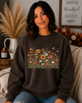 Gildan Wildflower Sweatshirt – Vintage Sunflower & Floral Garden Crewneck, Cozy Botanical Flower Graphic Sweatshirt
