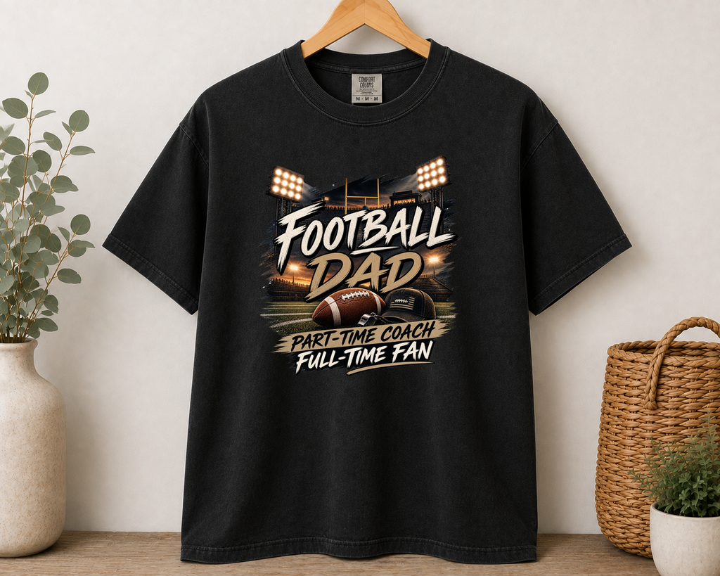Football Dad Part-Time Coach Full-Time Fan Comfort Colors T-Shirt | Friday Night Lights Football Dad Shirt | Game Day Dad Tee | Football Gift for Dad