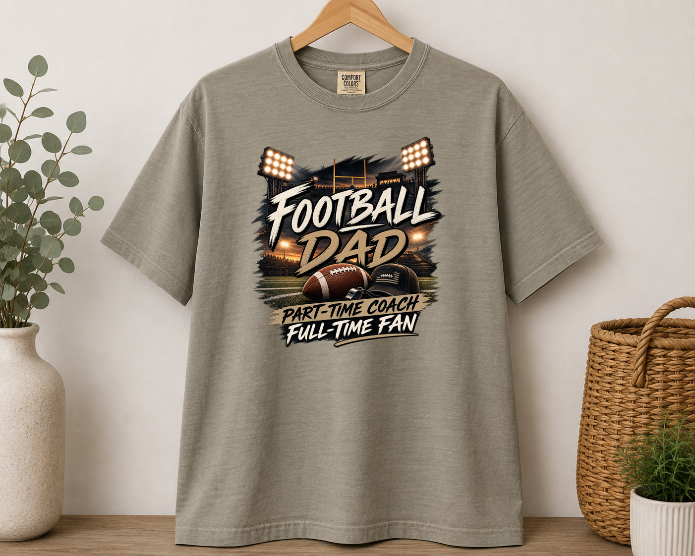 Football Dad Part-Time Coach Full-Time Fan Comfort Colors T-Shirt | Friday Night Lights Football Dad Shirt | Game Day Dad Tee | Football Gift for Dad