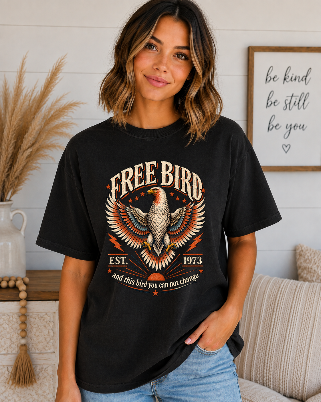 Free Bird Vintage Eagle Comfort Colors T-Shirt | Retro 1973 Southern Rock Graphic Tee | Distressed Unisex Free Bird Shirt