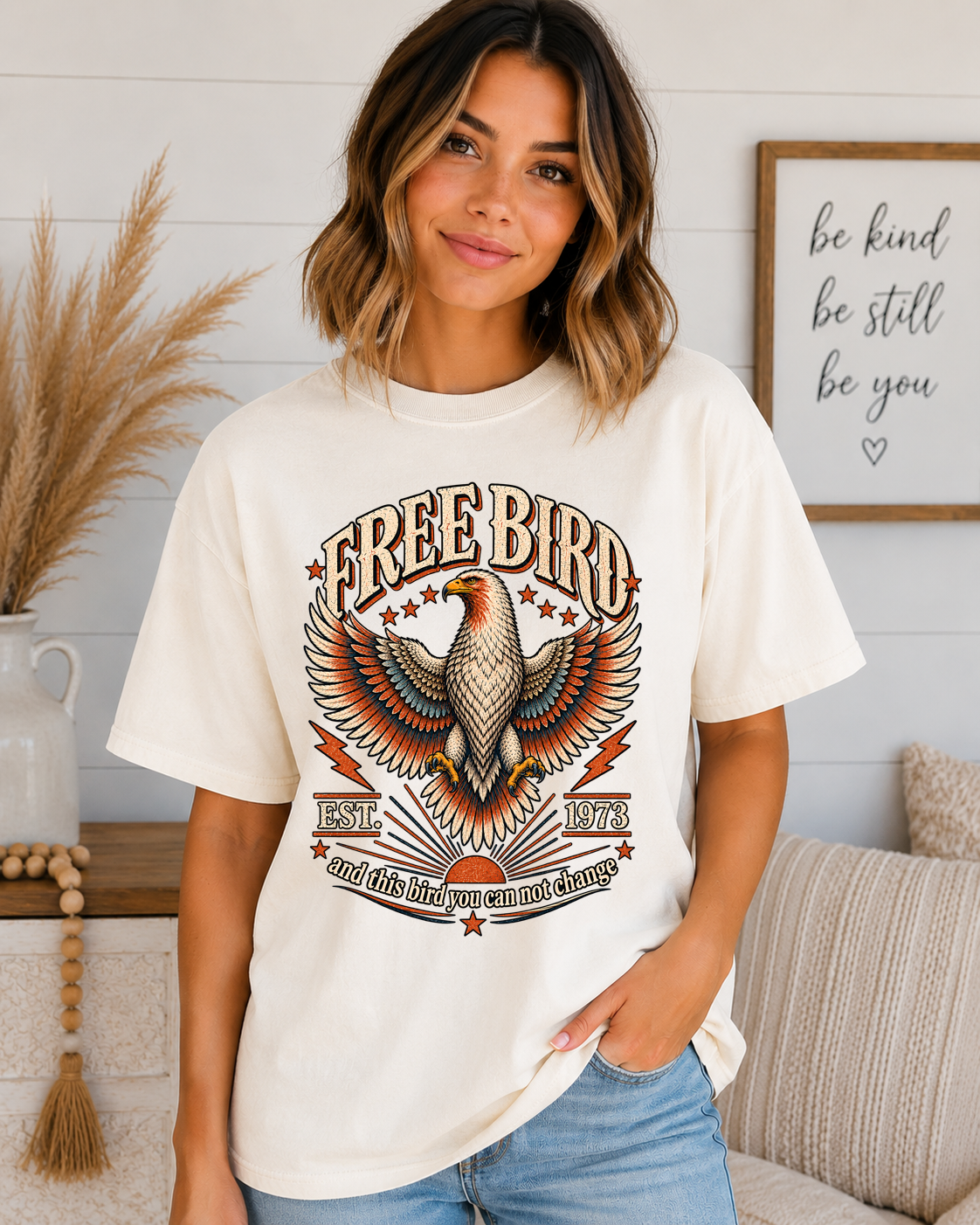 Free Bird Vintage Eagle Comfort Colors T-Shirt | Retro 1973 Southern Rock Graphic Tee | Distressed Unisex Free Bird Shirt