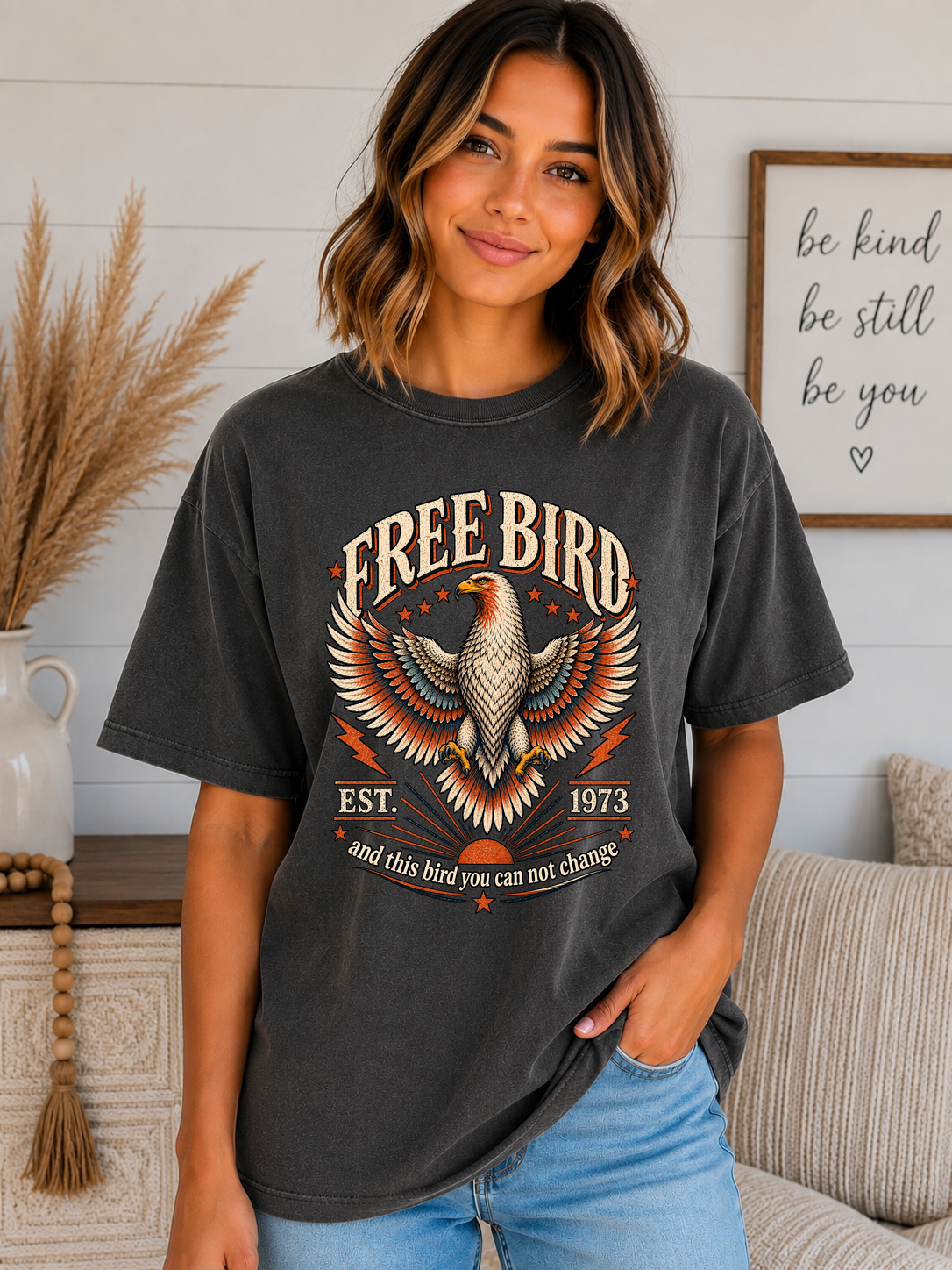 Free Bird Vintage Eagle Comfort Colors T-Shirt | Retro 1973 Southern Rock Graphic Tee | Distressed Unisex Free Bird Shirt