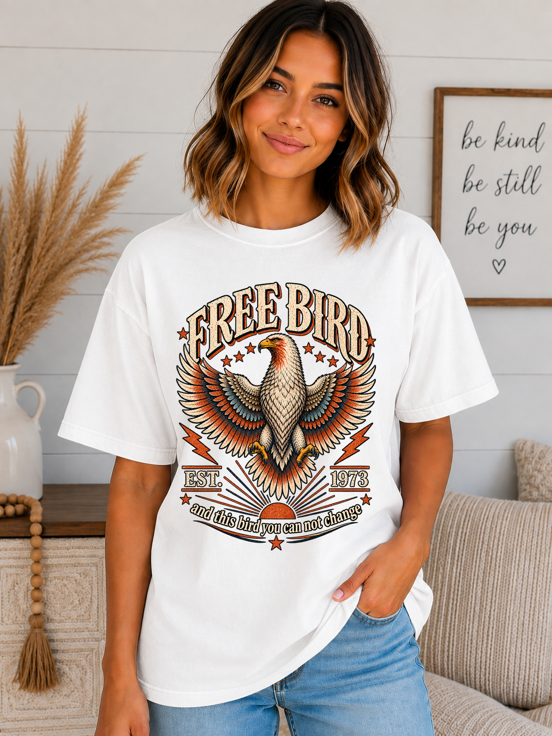 Free Bird Vintage Eagle Comfort Colors T-Shirt | Retro 1973 Southern Rock Graphic Tee | Distressed Unisex Free Bird Shirt