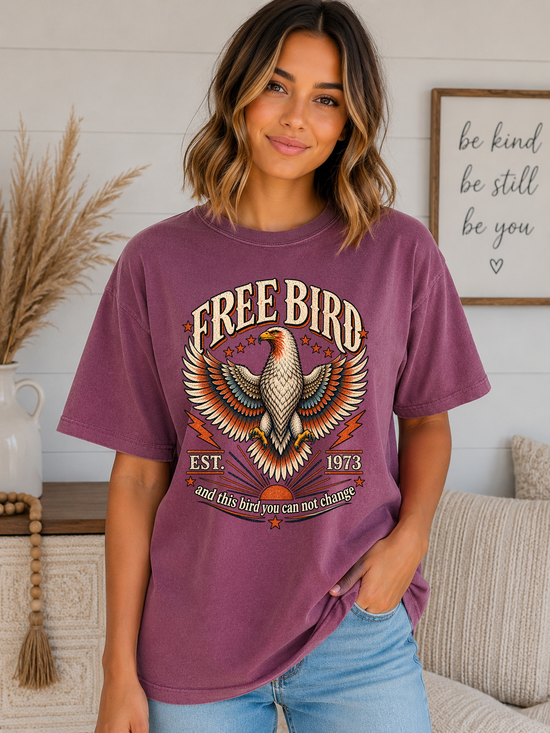Free Bird Vintage Eagle Comfort Colors T-Shirt | Retro 1973 Southern Rock Graphic Tee | Distressed Unisex Free Bird Shirt