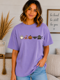 Cute Halloween Icons Comfort Colors T-Shirt | Ghost, Witch Hat, Pumpkin, Bat & RIP Tombstone | Spooky Season Graphic Tee