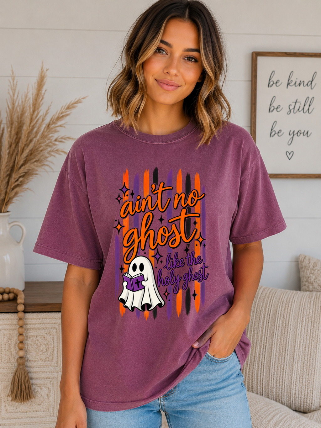 Ain’t No Ghost Like the Holy Ghost Comfort Colors T-Shirt – Christian Halloween Graphic Tee, Faith-Based Spooky Season Shirt