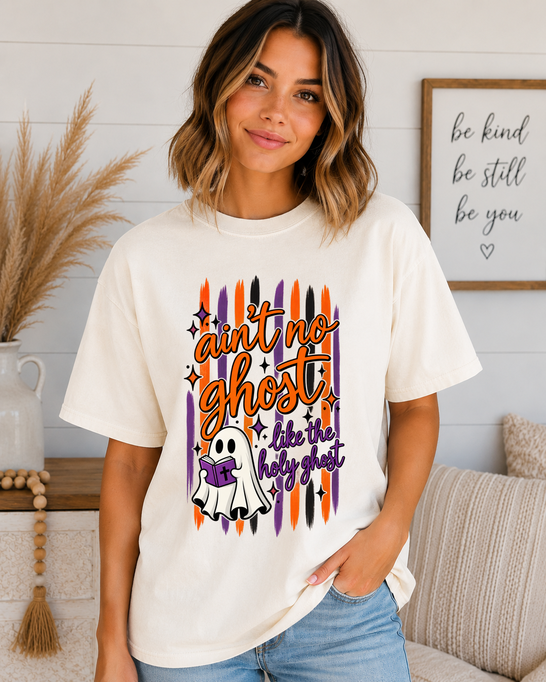 Ain’t No Ghost Like the Holy Ghost Comfort Colors T-Shirt – Christian Halloween Graphic Tee, Faith-Based Spooky Season Shirt