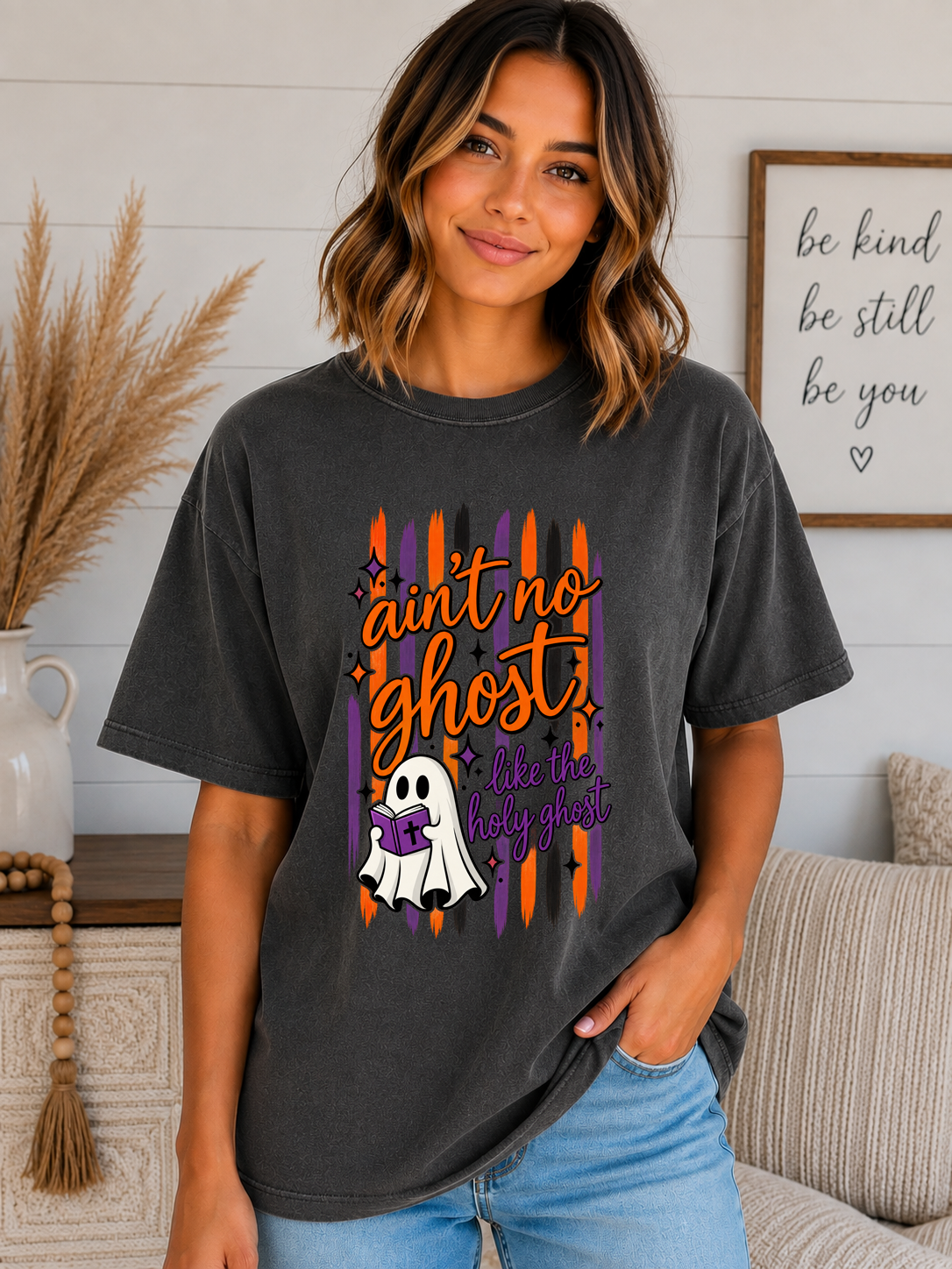 Ain’t No Ghost Like the Holy Ghost Comfort Colors T-Shirt – Christian Halloween Graphic Tee, Faith-Based Spooky Season Shirt