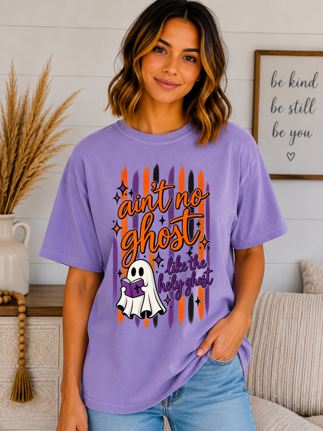 Ain’t No Ghost Like the Holy Ghost Comfort Colors T-Shirt – Christian Halloween Graphic Tee, Faith-Based Spooky Season Shirt