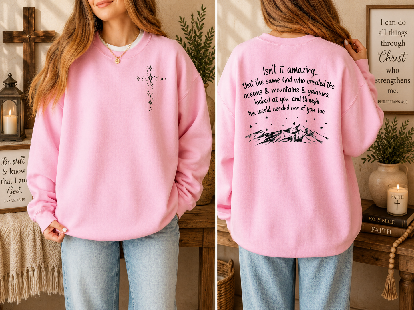 Isn't It Amazing, Faith, Jesus, Galaxy, Gildan Sweatshirt
