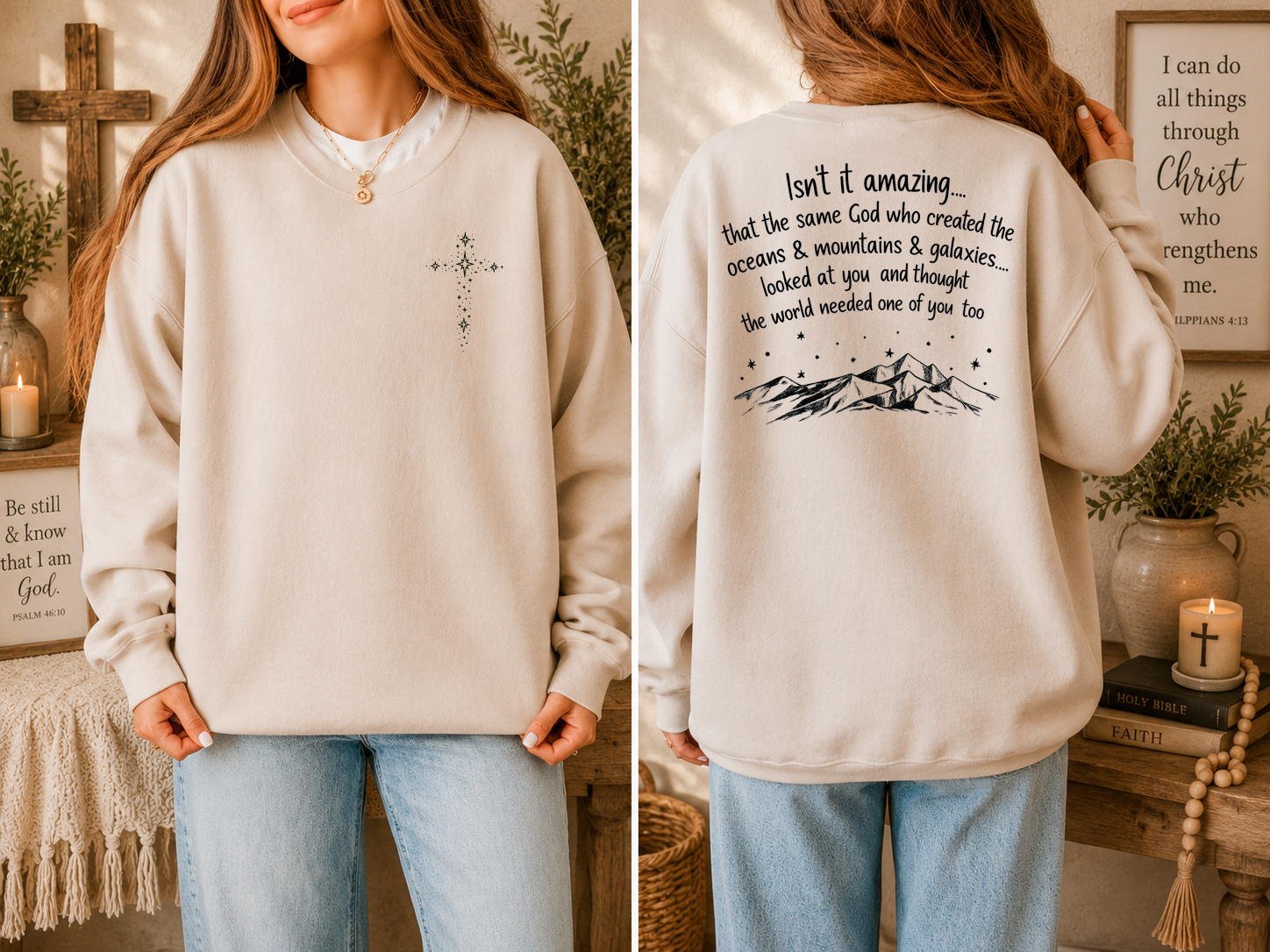 Isn't It Amazing, Faith, Jesus, Galaxy, Gildan Sweatshirt