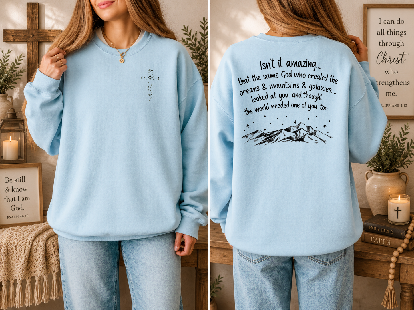 Isn't It Amazing, Faith, Jesus, Galaxy, Gildan Sweatshirt
