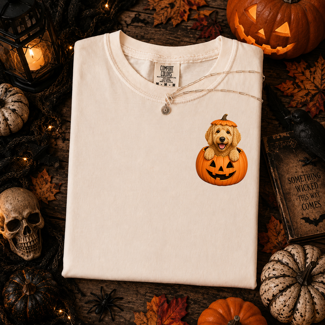 Cute Dog Breeds and Pumpkins, Halloween, Dog Moms and Dads, Comfort Colors Tshirt