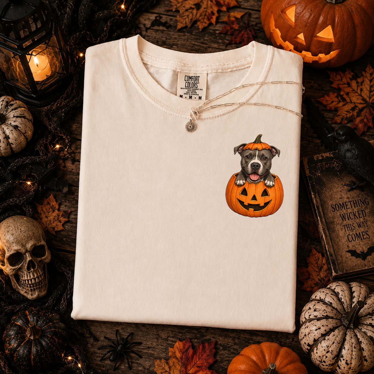 Cute Dog Breeds and Pumpkins, Halloween, Dog Moms and Dads, Comfort Colors Tshirt