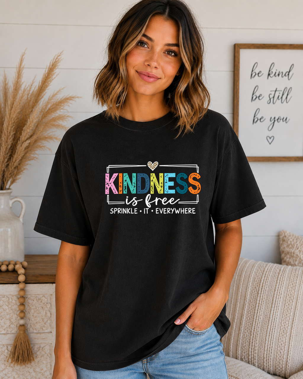 Kindness Is Free Comfort Colors T-Shirt – Sprinkle It Everywhere Graphic Tee, Colorful Positive Message Shirt, Inspirational Kindness Tee