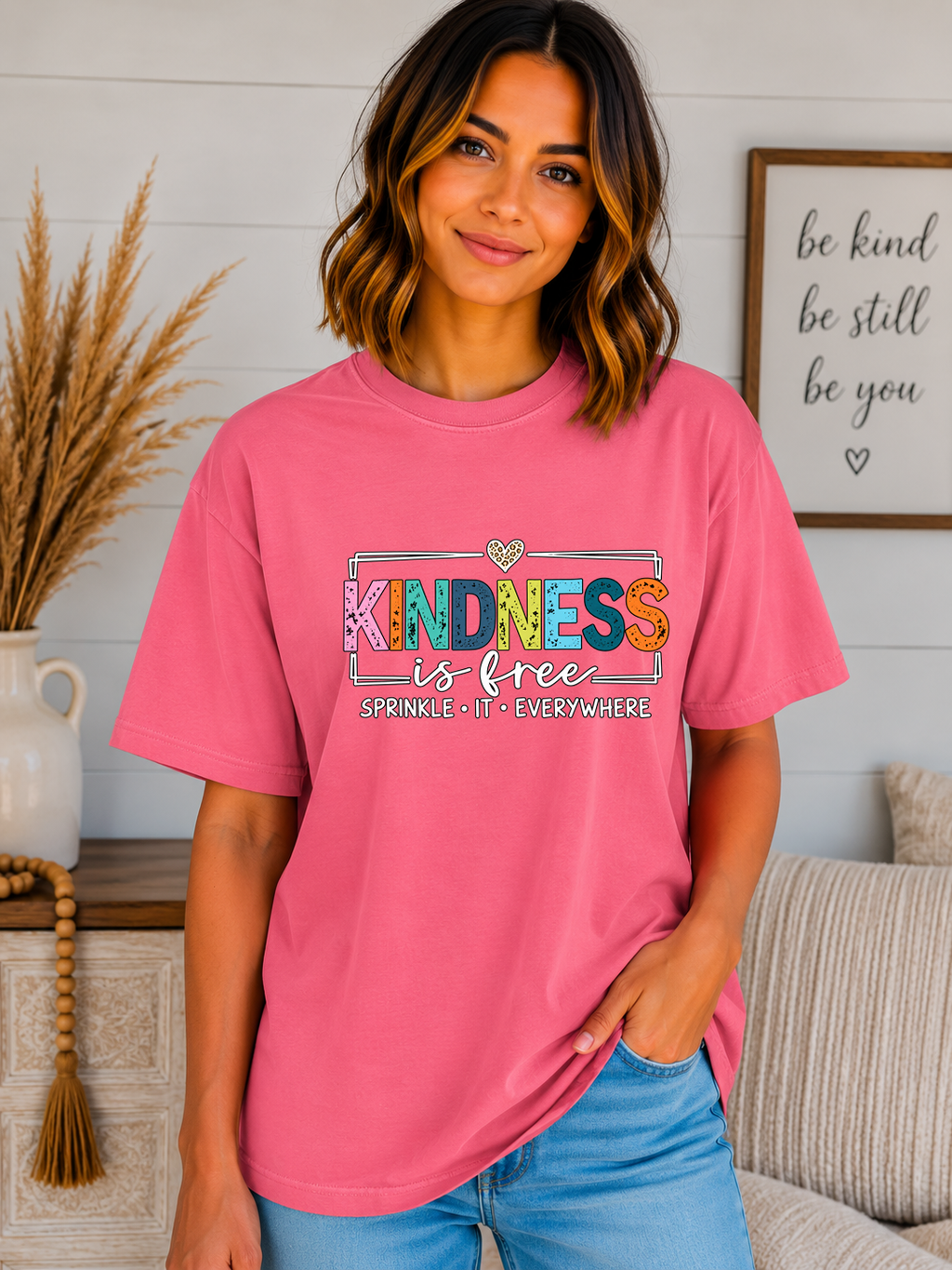 Kindness Is Free Comfort Colors T-Shirt – Sprinkle It Everywhere Graphic Tee, Colorful Positive Message Shirt, Inspirational Kindness Tee