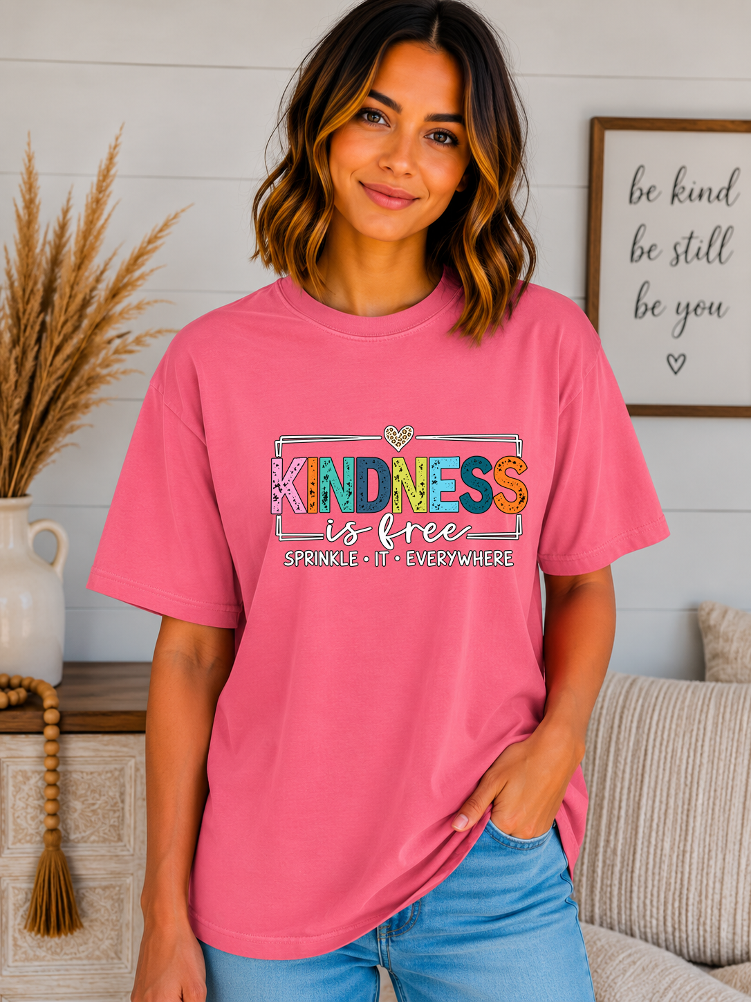 Kindness Is Free Comfort Colors T-Shirt – Sprinkle It Everywhere Graphic Tee, Colorful Positive Message Shirt, Inspirational Kindness Tee