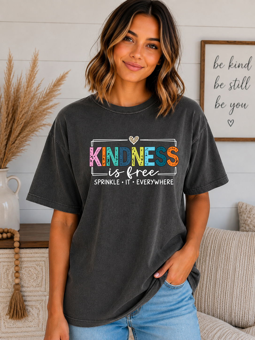 Kindness Is Free Comfort Colors T-Shirt – Sprinkle It Everywhere Graphic Tee, Colorful Positive Message Shirt, Inspirational Kindness Tee