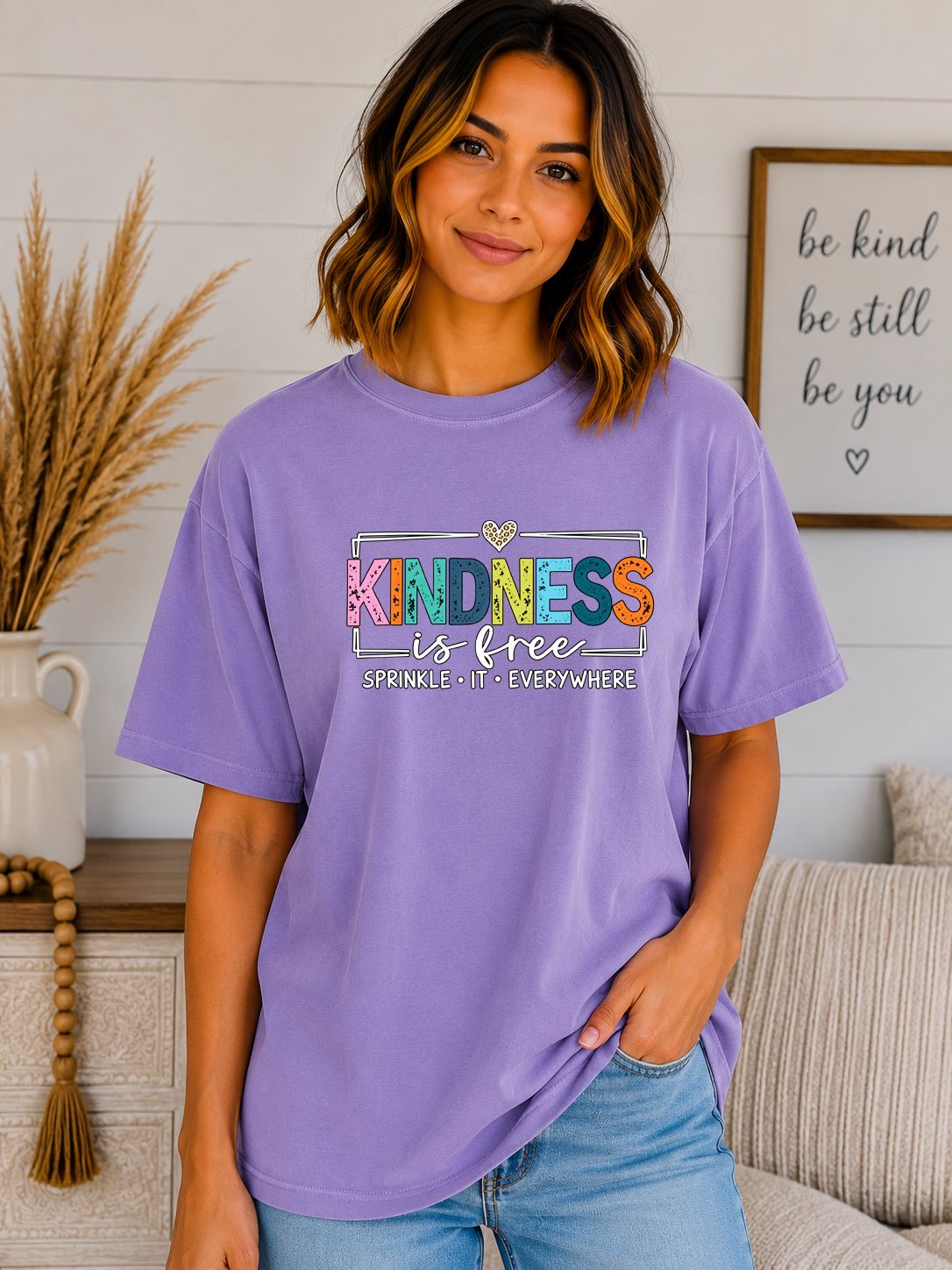 Kindness Is Free Comfort Colors T-Shirt – Sprinkle It Everywhere Graphic Tee, Colorful Positive Message Shirt, Inspirational Kindness Tee
