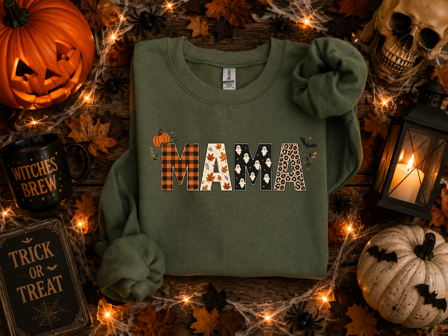 Mama, Halloween, Fall, Gildan Sweatshirt